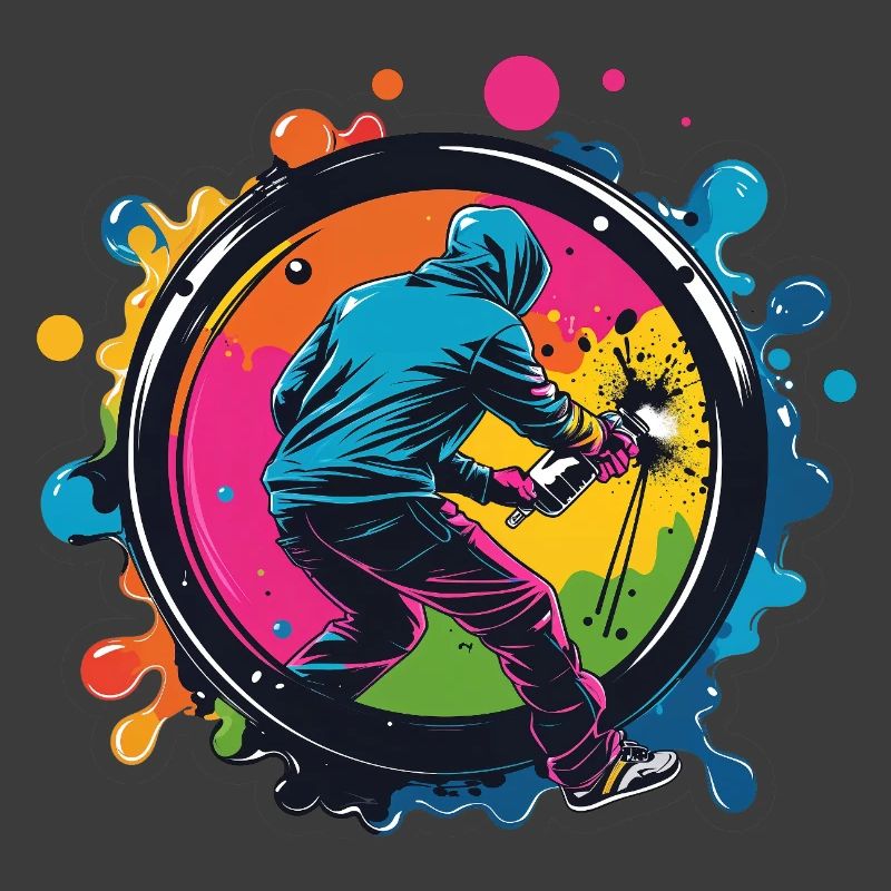 Graffiti in a colorful circle
