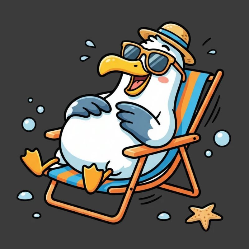 Relaxte Möwe am Strand