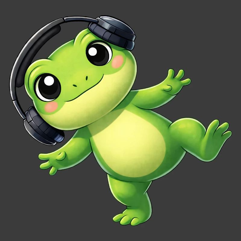 Crapaud grenouille mignon avec une technologie de danse casque