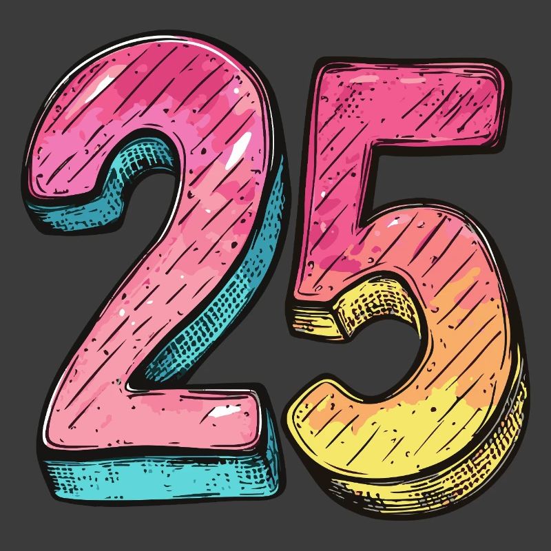 25 Zahl Bunt