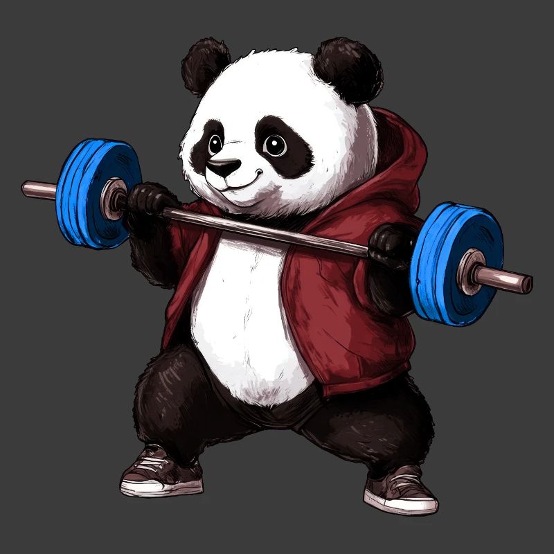 Panda mit Langhantel