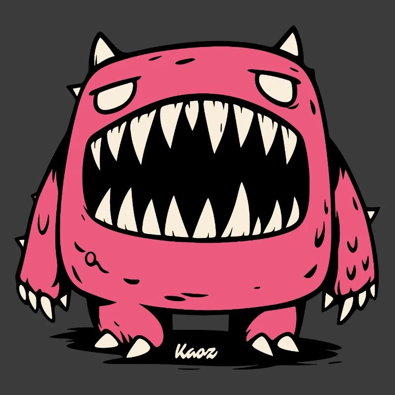 Pink Monster with Big Pointed Teeth
