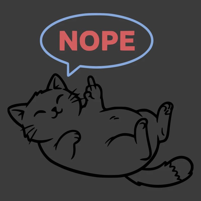 Lachende Katze Nope Mittelfinger