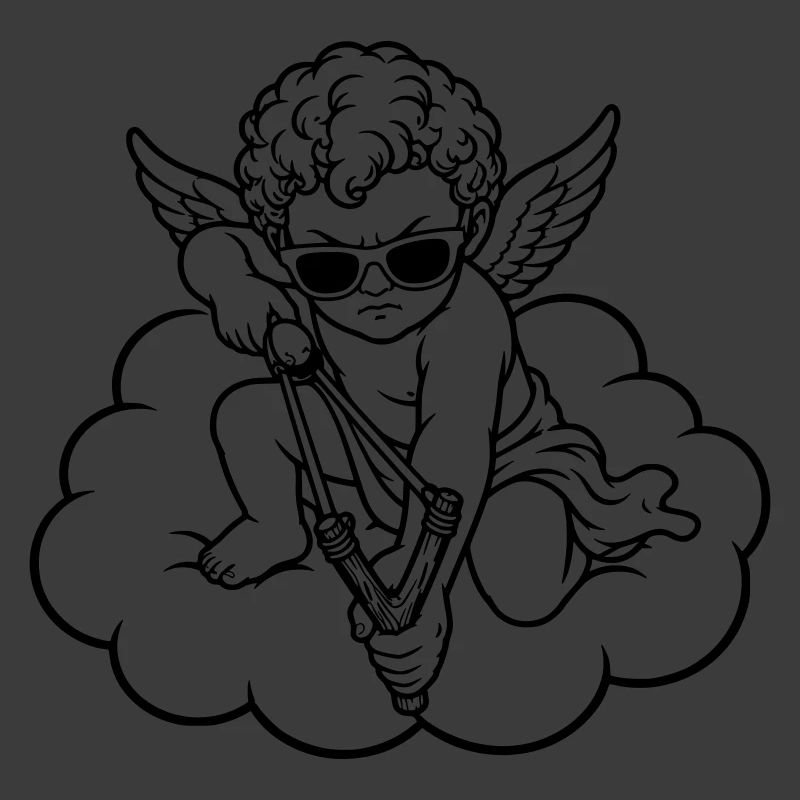 Wütender Cherub mit Steinschleuder