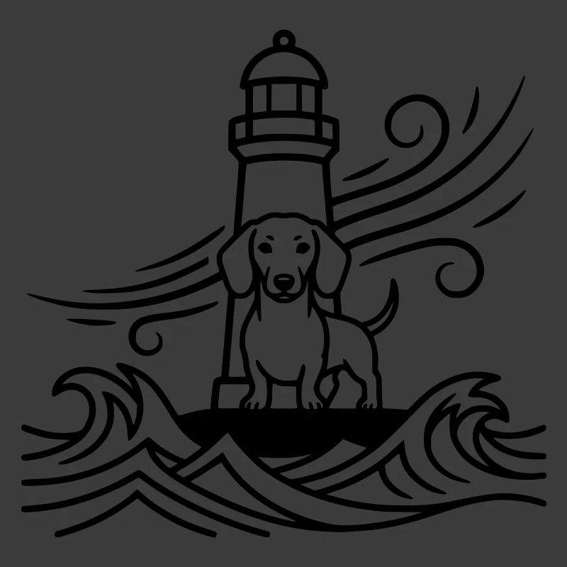 Mer du phare de tempête du teckel