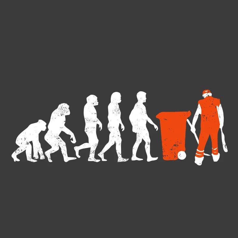 Garbage man evolution gift job occupation garbage orange