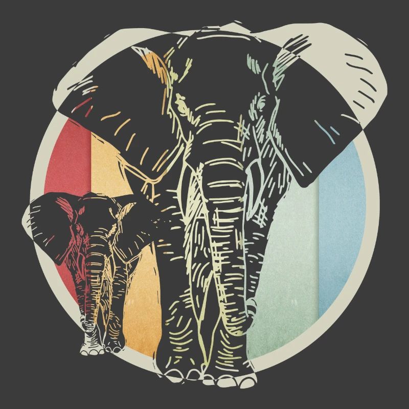 Bunter retro Elefant