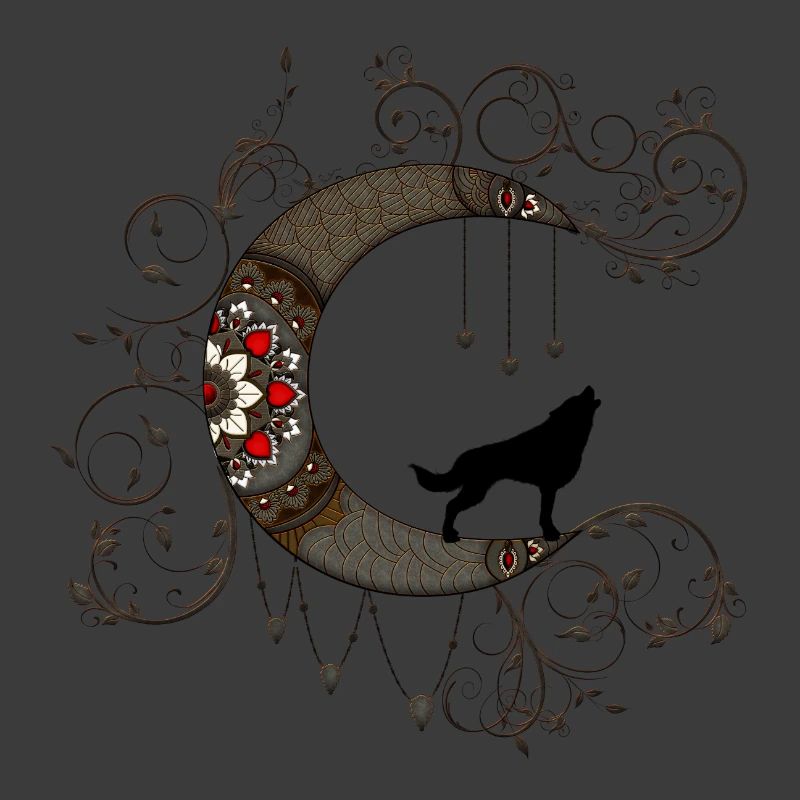 Wundervoller Mond mit Wolf