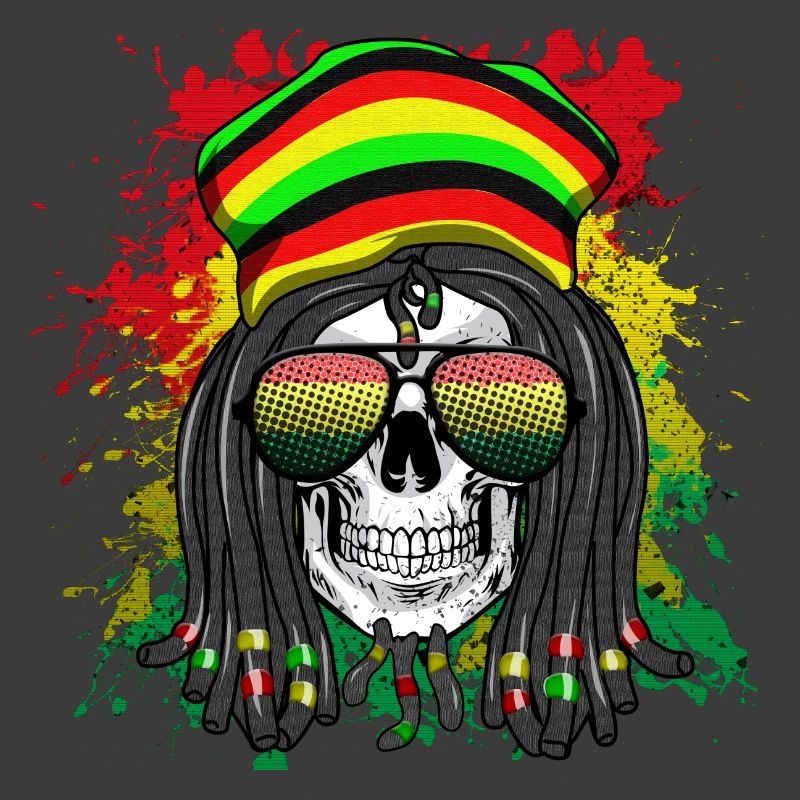 Rasta Skull im Regenbogenstil
