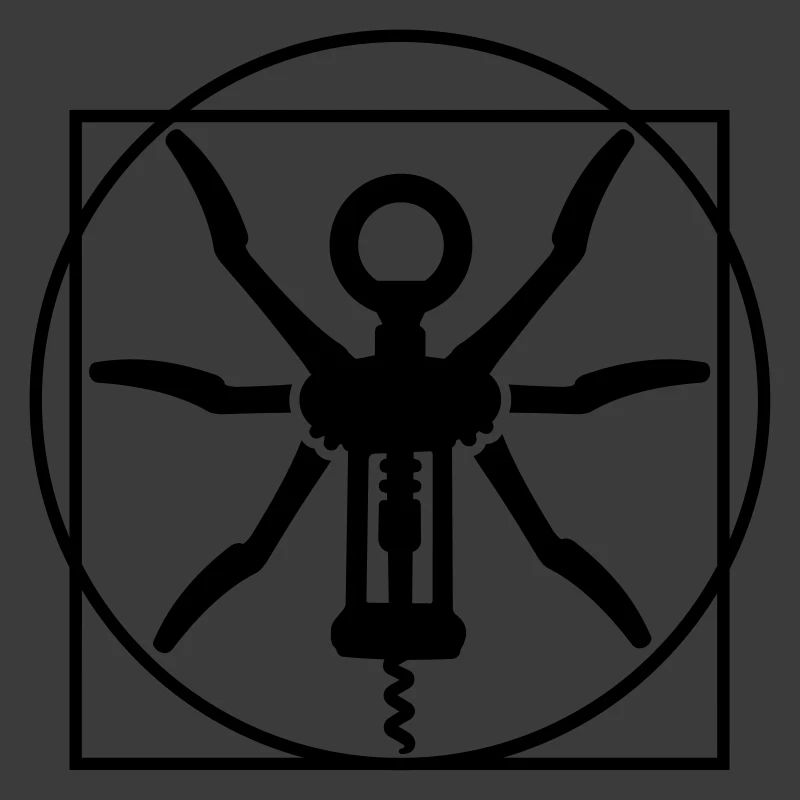 Vitruvian man wine cork screw Leonardo Da Vinci