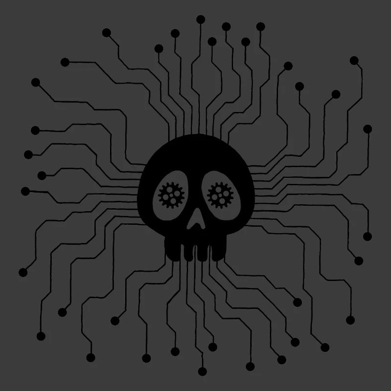 Black microprocessor skull