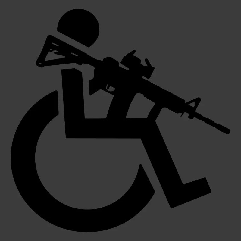 Bewaffneter Rollstuhlfahrer mit Gewehr, Waffe #
