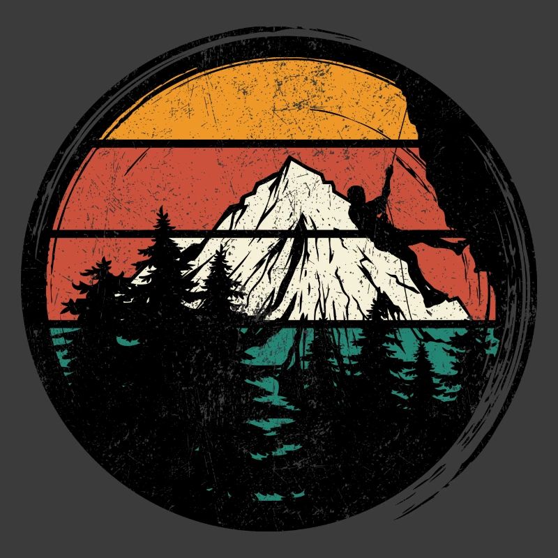 Retro Sunset Mountain Climb