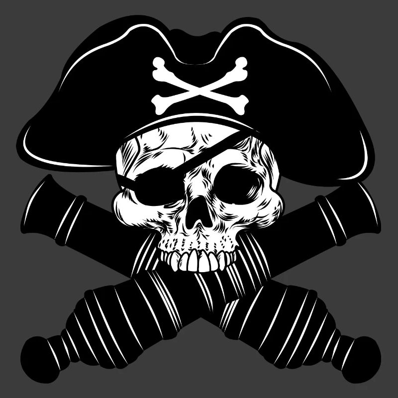 Piratenschädel mit zwei Kanonen