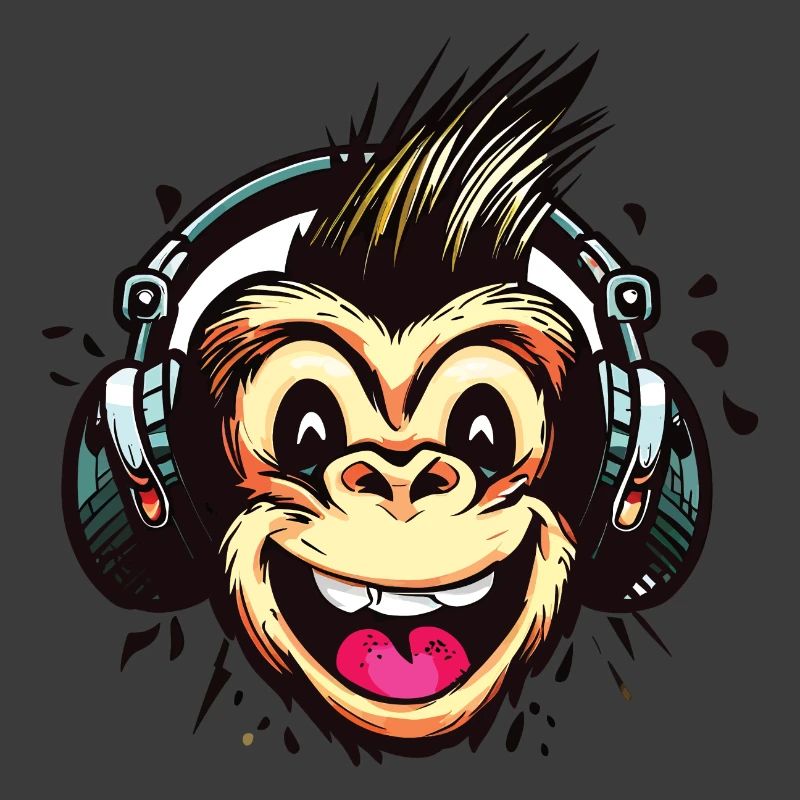 Lustiger Affe mit Kopfhörern