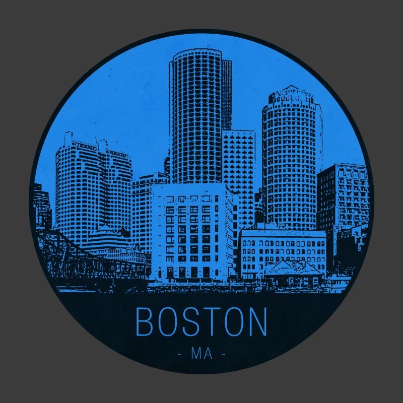Boston Skyline Blue Circle