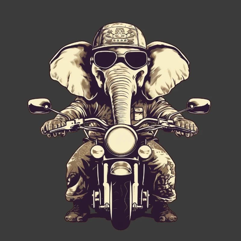 Elefant auf Motorrad