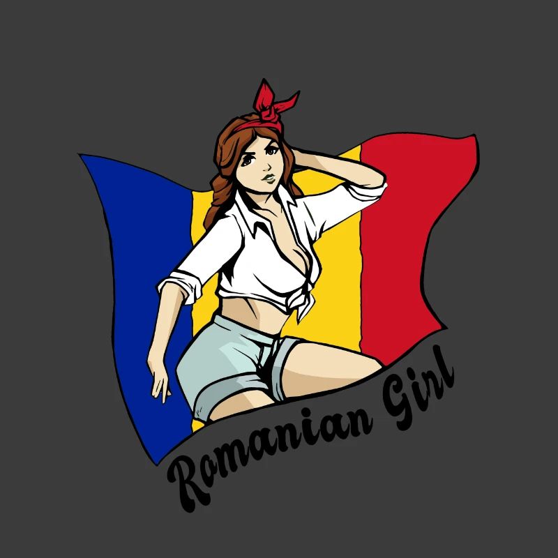 Rumänisches Mädchen Flaggen Design