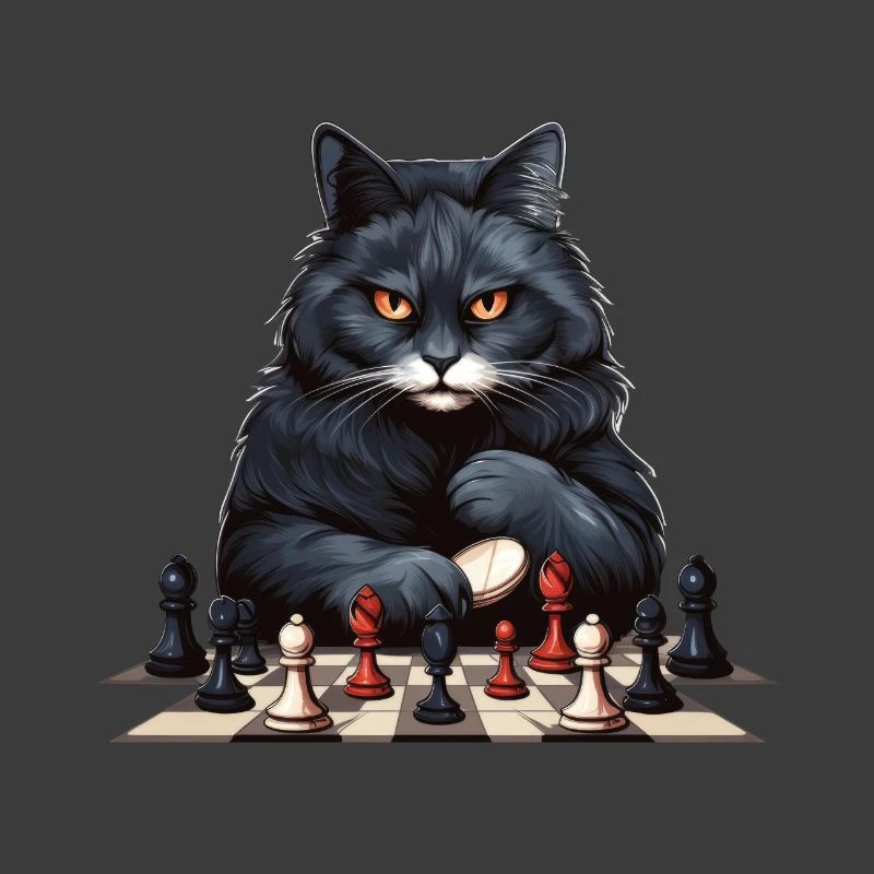 Chess-playing black cat