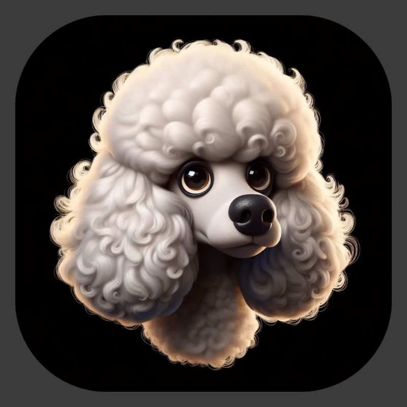 Tête de caniche dans le style d’animation