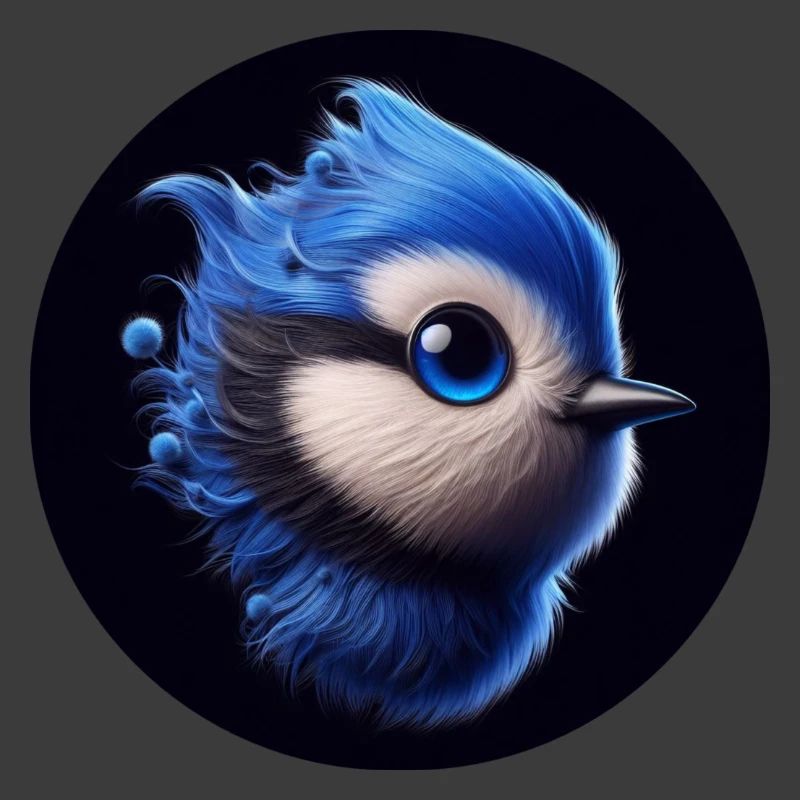 Blauer Vogel im Animationsstil