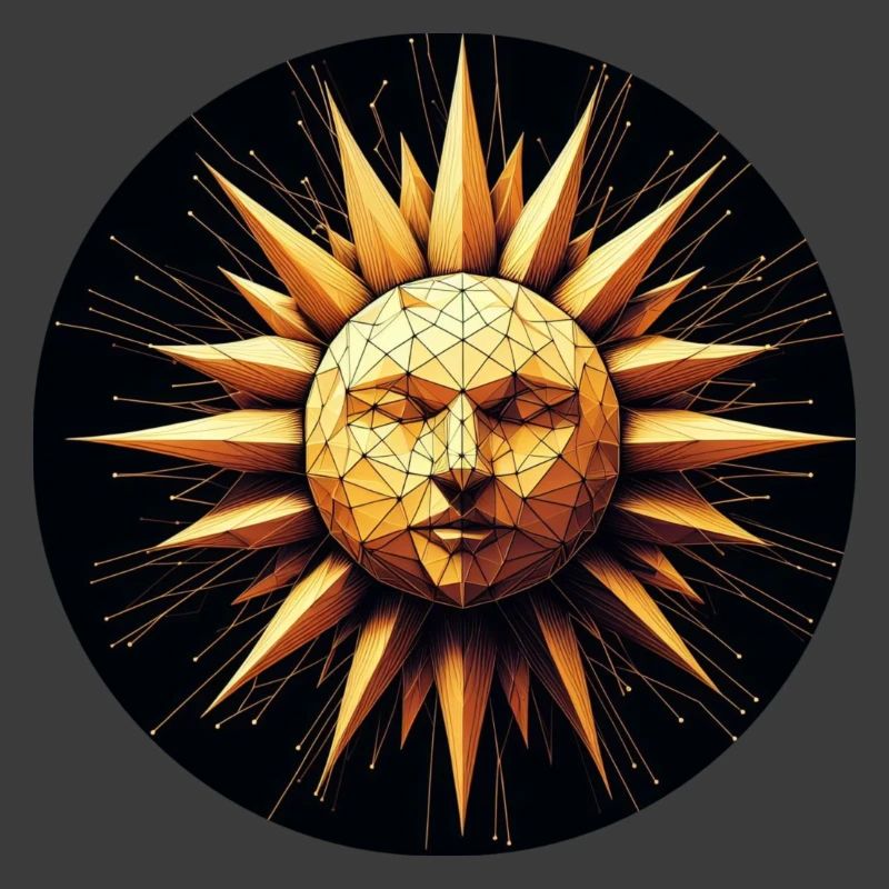 Polygon Sonne Gesicht gold