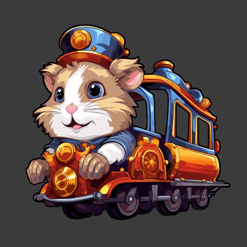 Hamster Rides Train Golden Hamster Dwarf Hamster