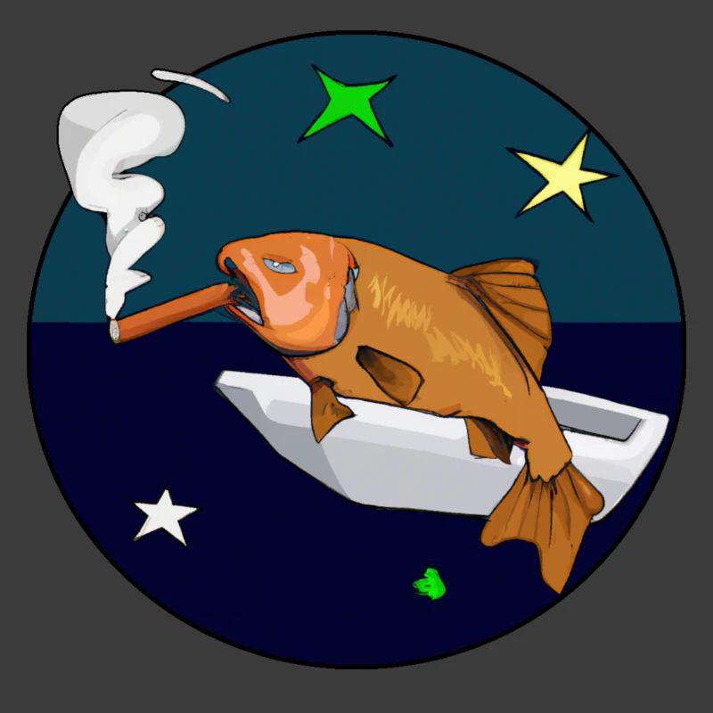 Poisson avec un cigare dans l’espace.