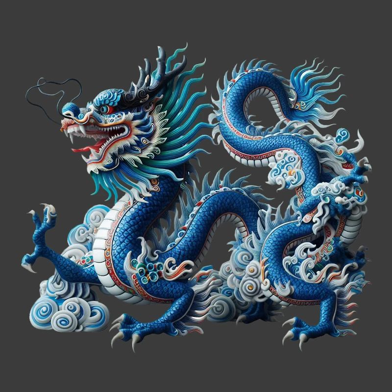 Blauer Drachen im Wolkenfluss