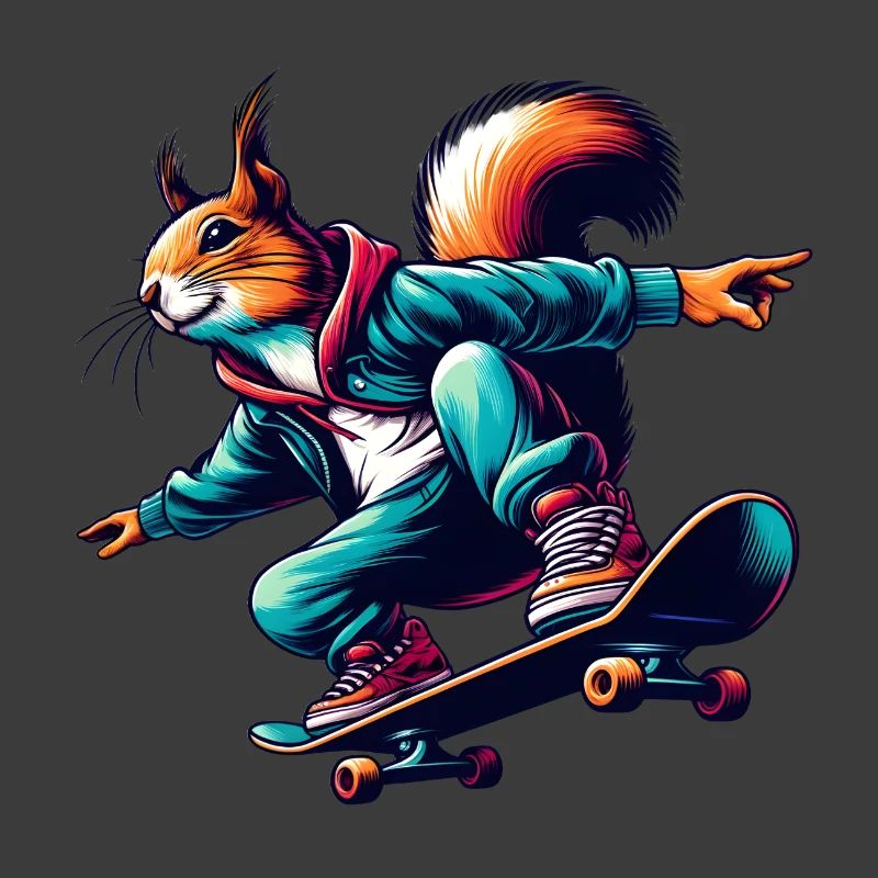 Cool squirrel on a skateboard