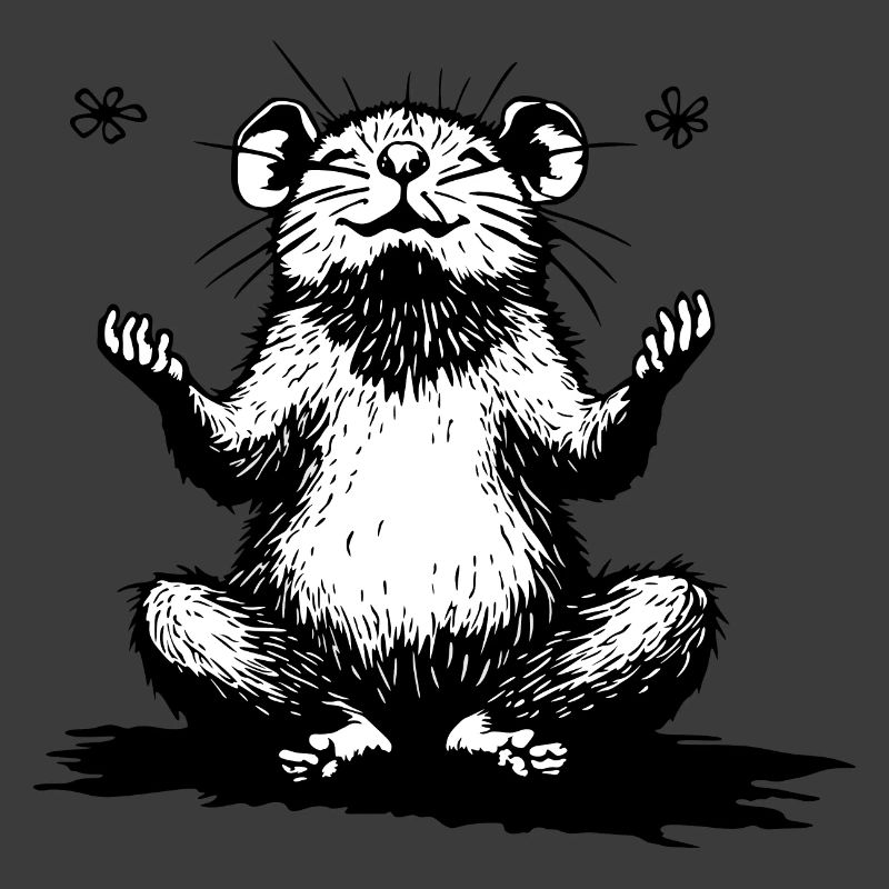 Zenhamster im Sitzen Schwarzweiß