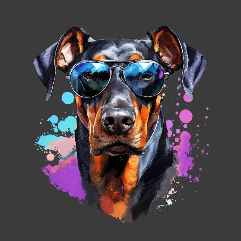 Dobermann mit Sonnenbrille