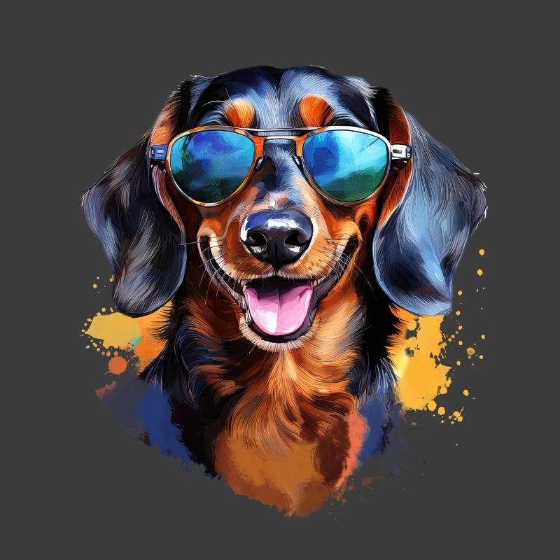 Teckel avec lunettes de soleil