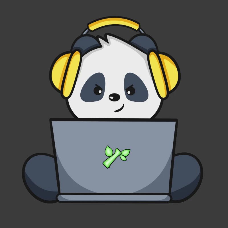 Gaming Panda with yellow headset