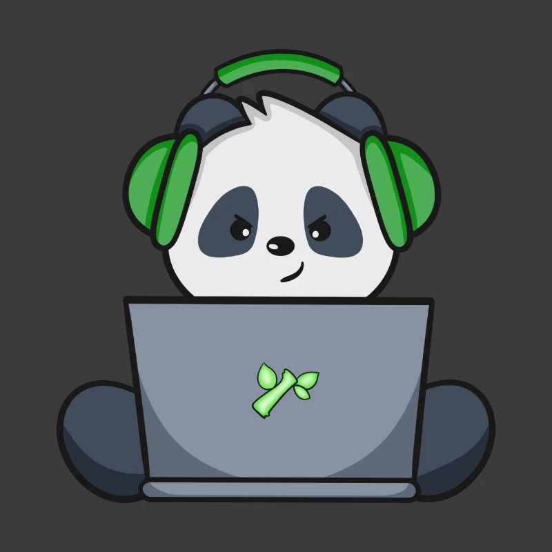 Gaming Panda avec casque vert