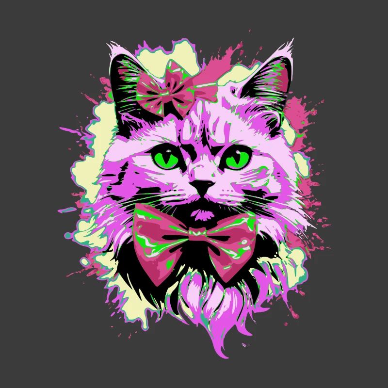 Neonkatze mit Fliege