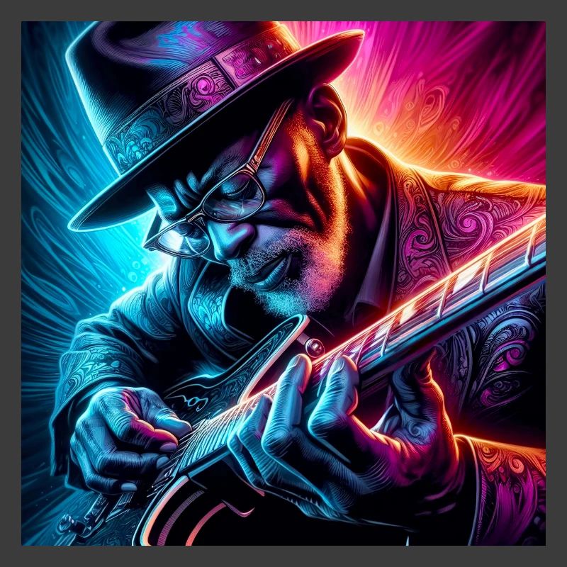 Retro Neon Effekte Gitarrist
