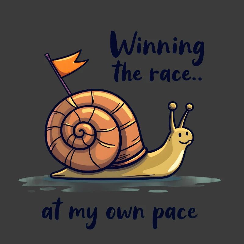 Escargot avec drapeau « Gagner la course »
