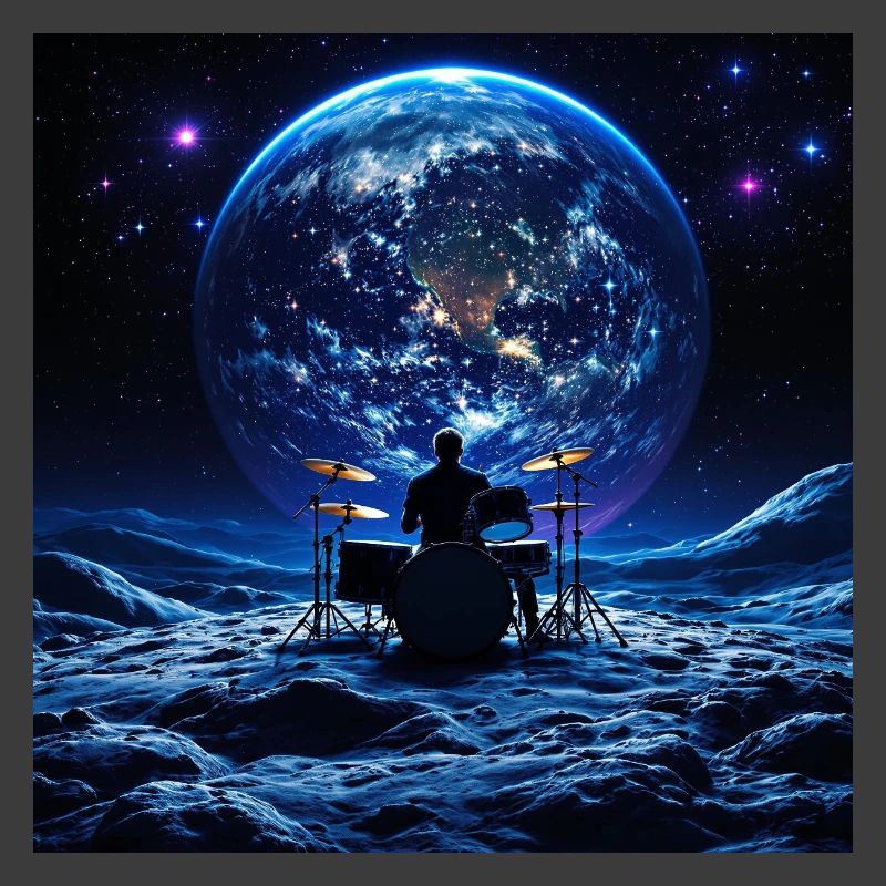 Batteur sur la Lune devant la Terre dans l’espace