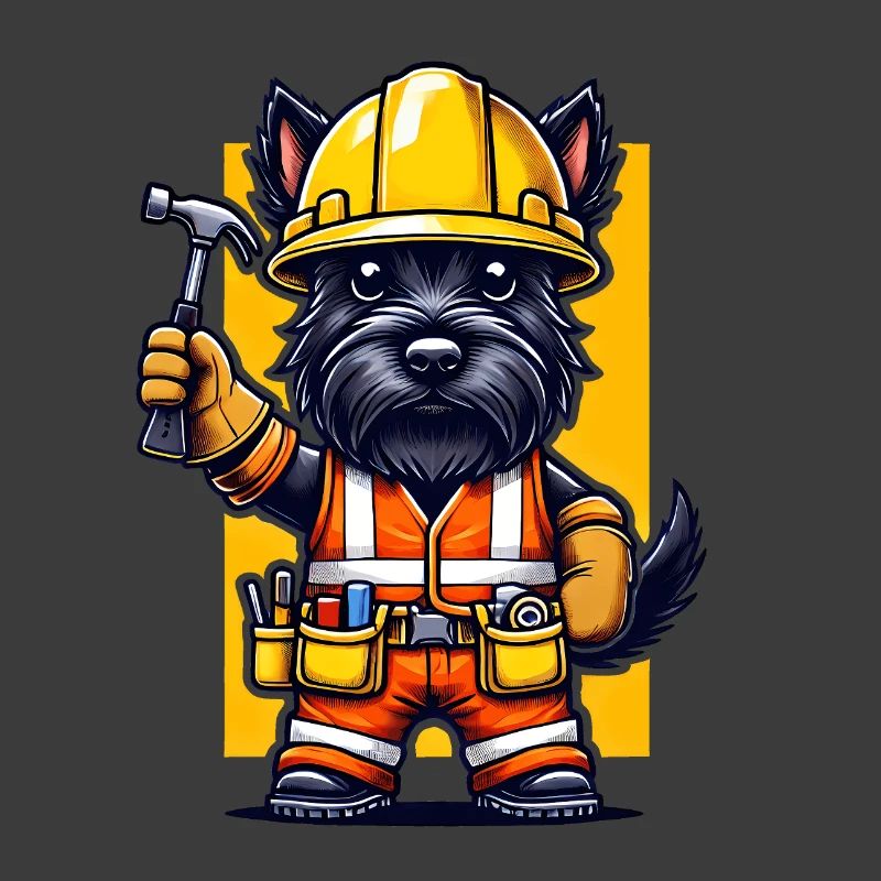 Scottish Terrier Construction Worker