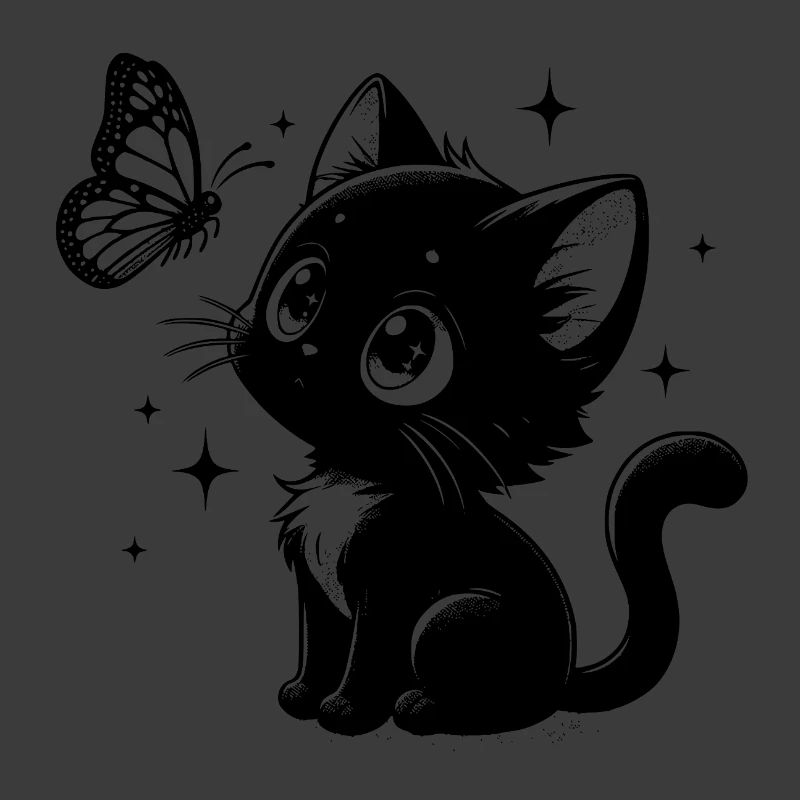 Katze mit Schmetterling