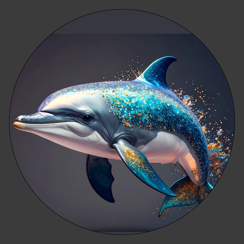 Delfin,bunt,pailletten,glitzer,blau