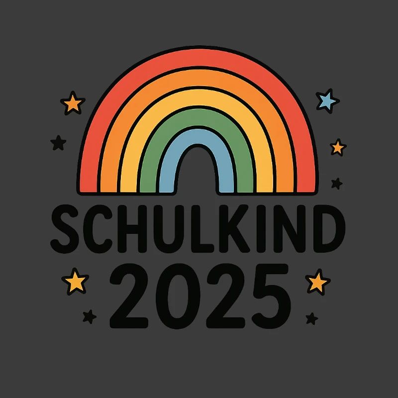 Schulkind 2025 mit Regenbogen 