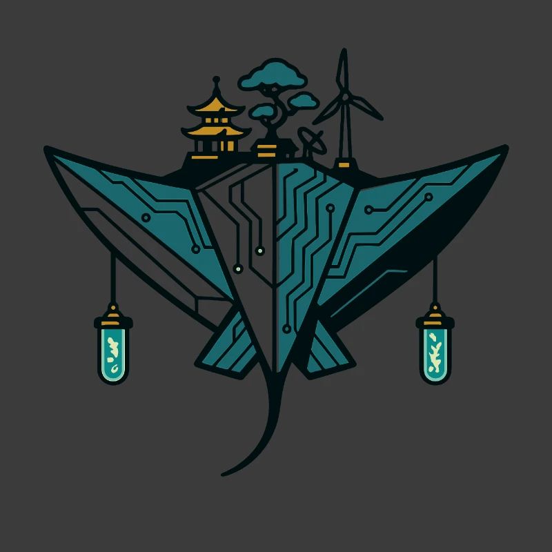 Solarpunk-Manta – Tech-Insel