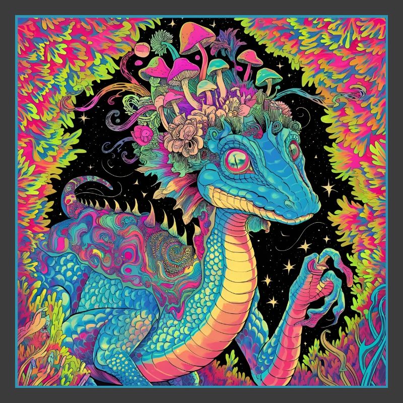 Psychedelischer Walddrache Illustration
