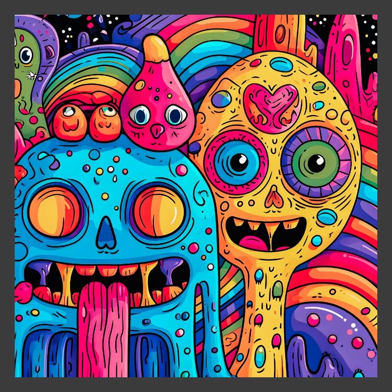 Bunte psychedelische Fantasiewesen