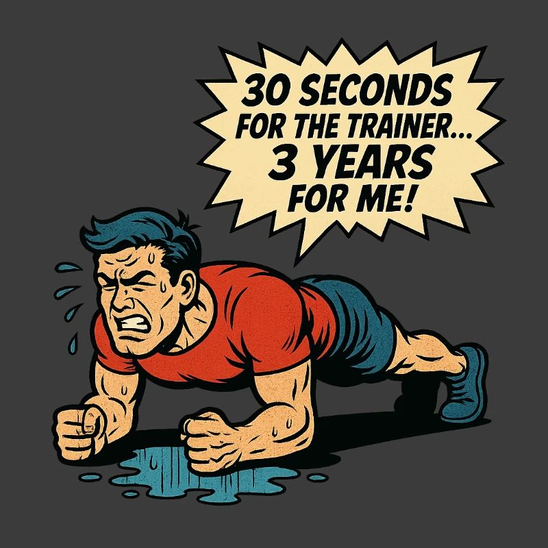 Funny Retro Gym Comic – Plank Struggle