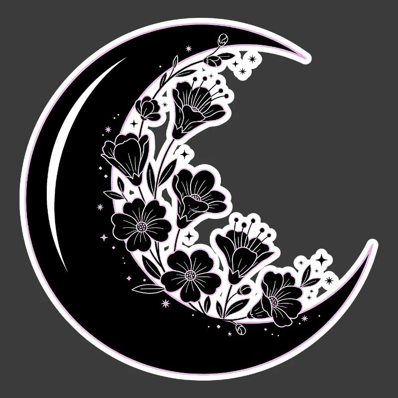 Illustration florale de la phase de lune