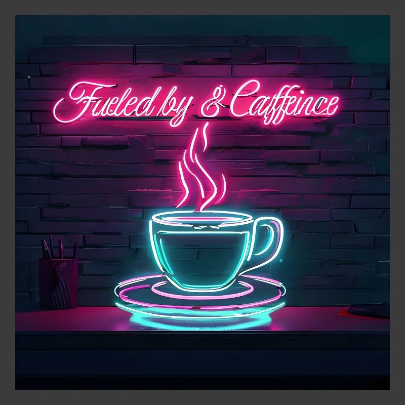 Neon Kaffeegenuss Zitate Design