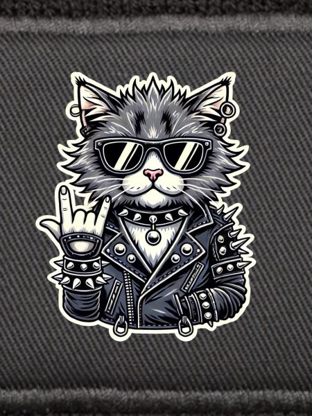 Rockiger Katzenstil mit Lederjacke